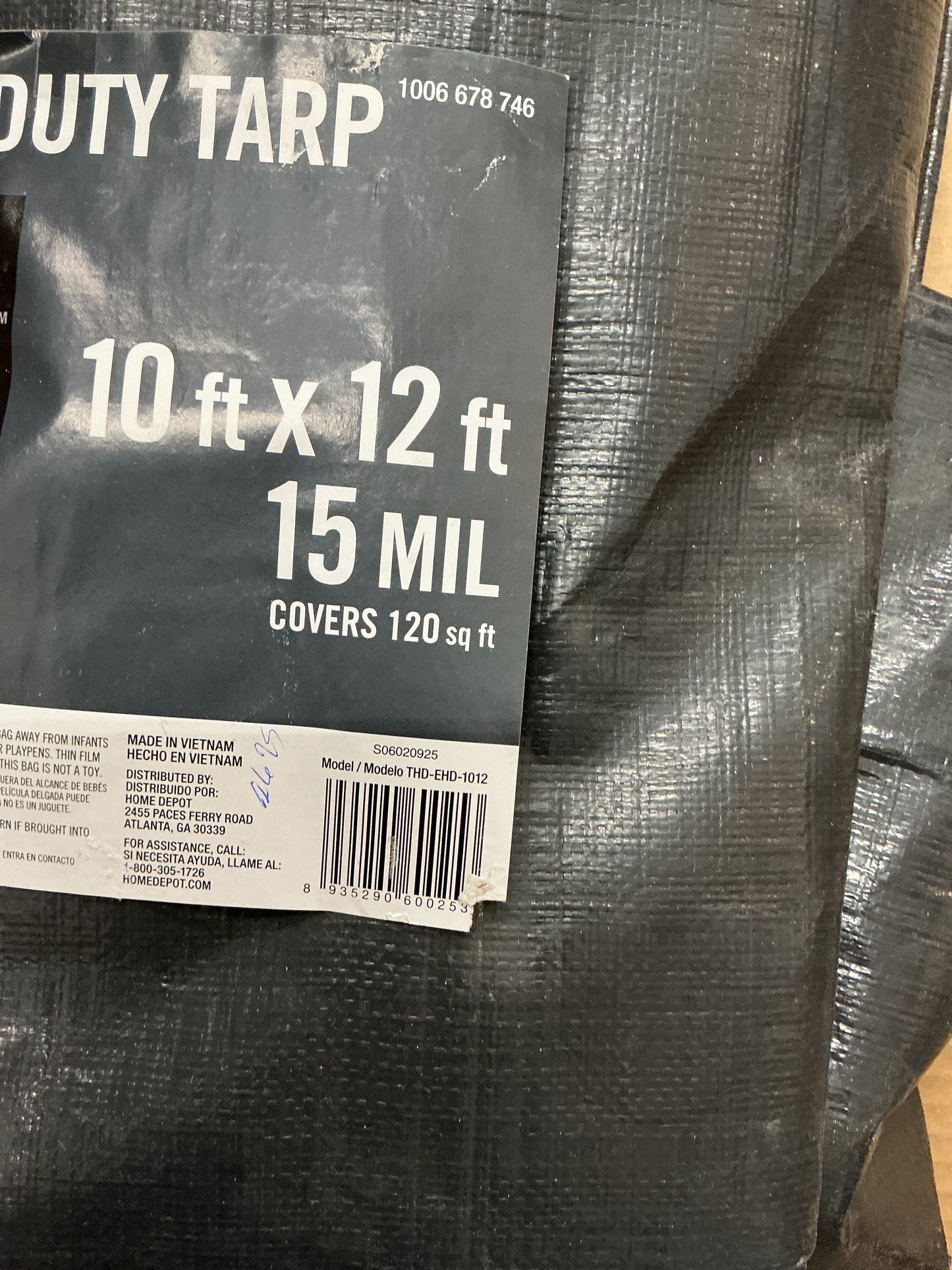 Everbilt 10 x 12 tarp 15ml extra heavy duty Black