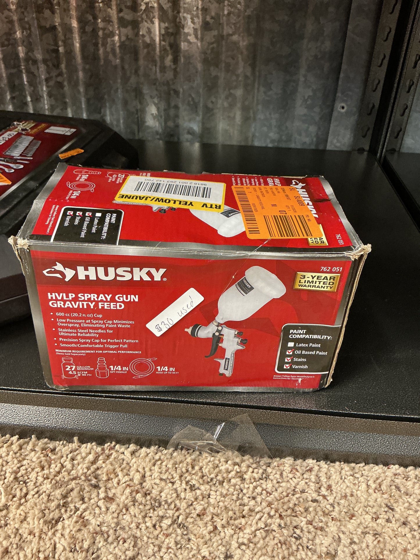 Husky HVLP spray gun gravity feed -used