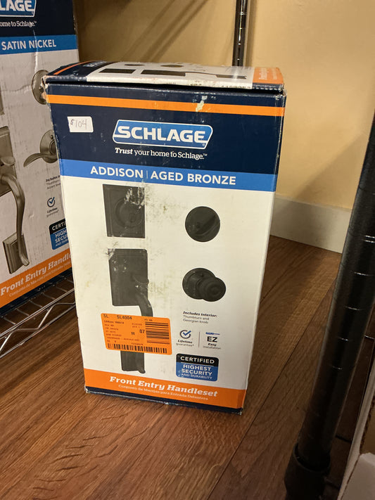 Schlage Addison aged bronze front entry handset