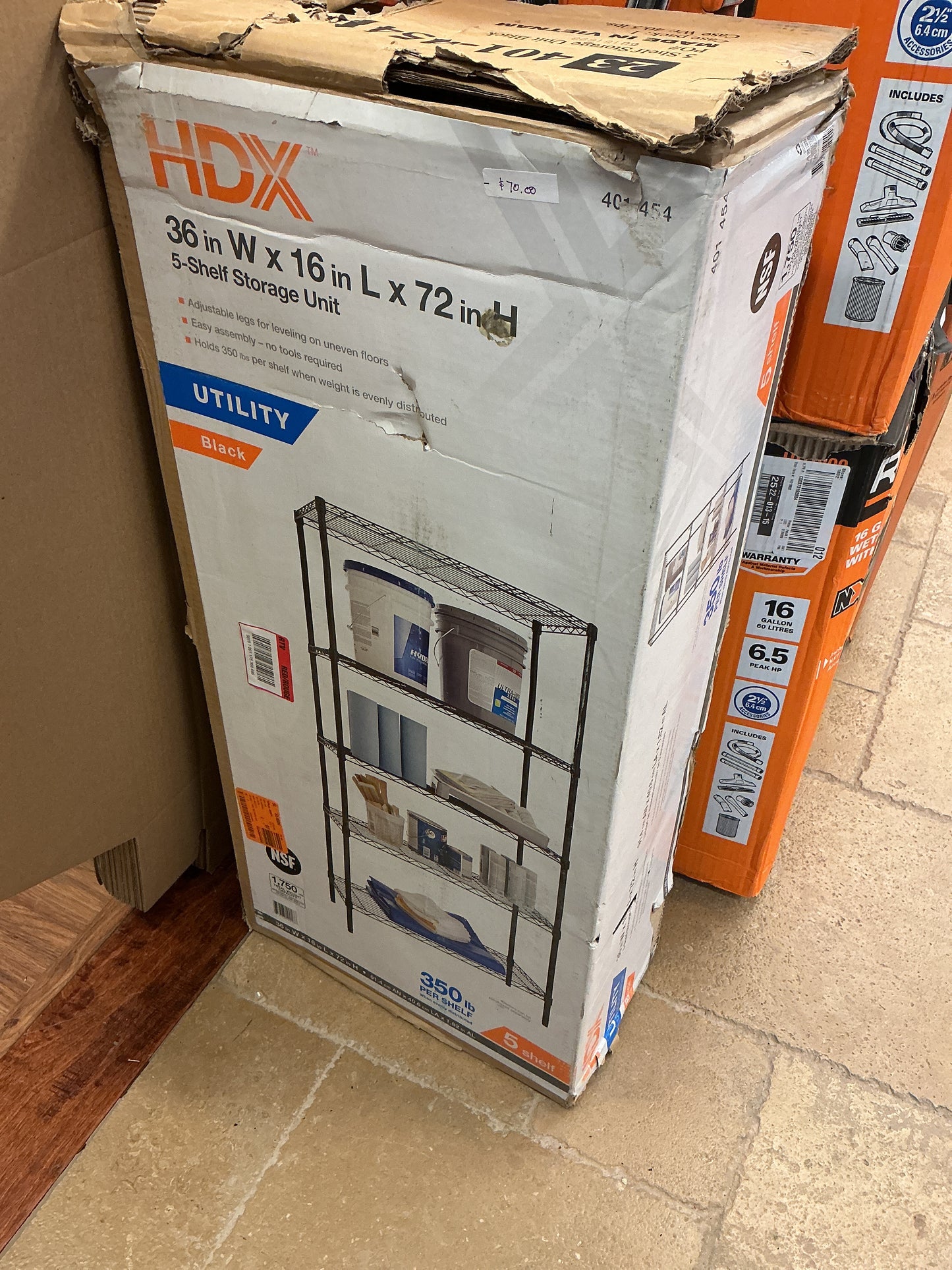 HDX 36”W x 16”L x 72”H utility rack