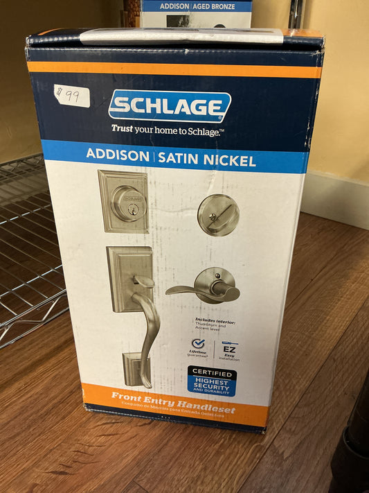 Schlage Addison satin nickel front entry handset
