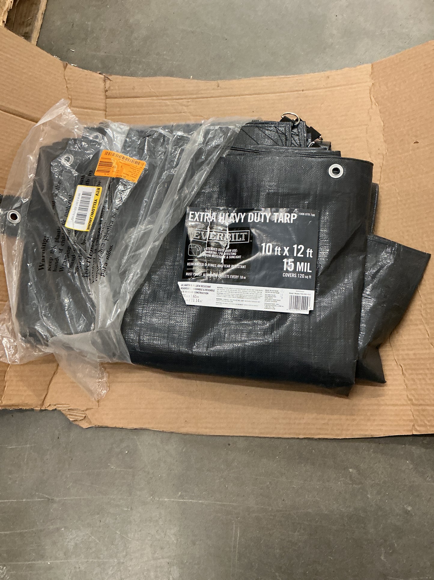 Everbilt 10 x 12 tarp 15ml extra heavy duty Black